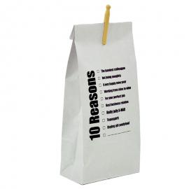 Bedrukte papieren zak 10 reasons met knijper